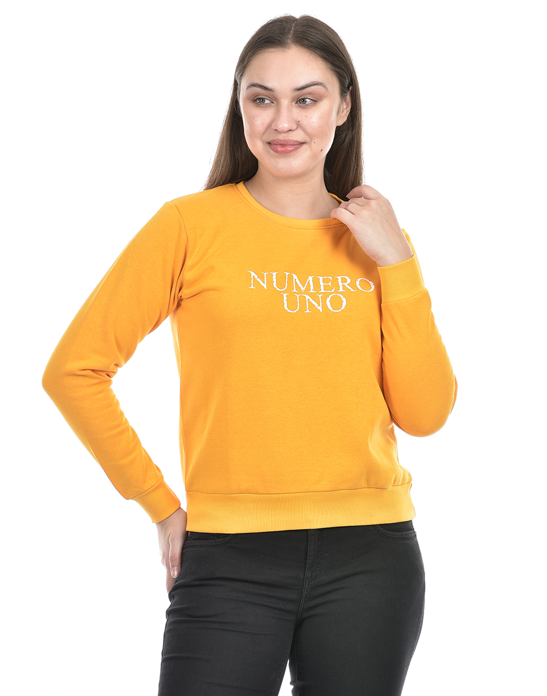 Numero Uno Women Typography Yellow Sweat Shirt